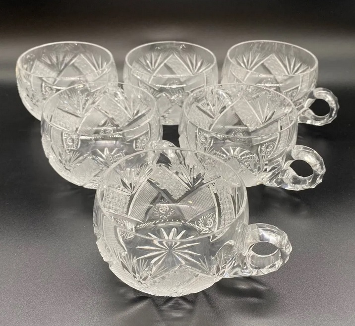 Чайная чашка, хрусталь, алмазная грань, Чехословакия, 1980-1993 гг. 