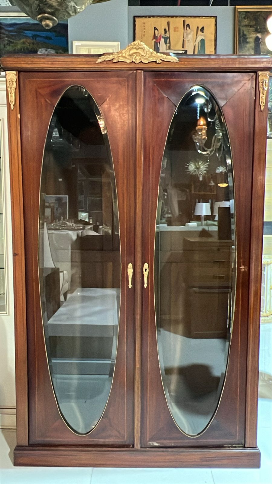 Антикварный книжный шкаф Ампир начало XX века