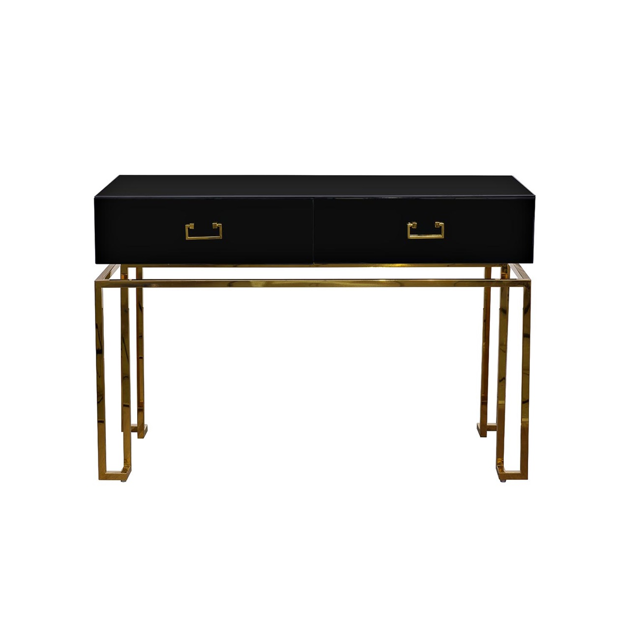 Консоль с ящиками черное стекло/золото KFG058, GARDA DECOR.