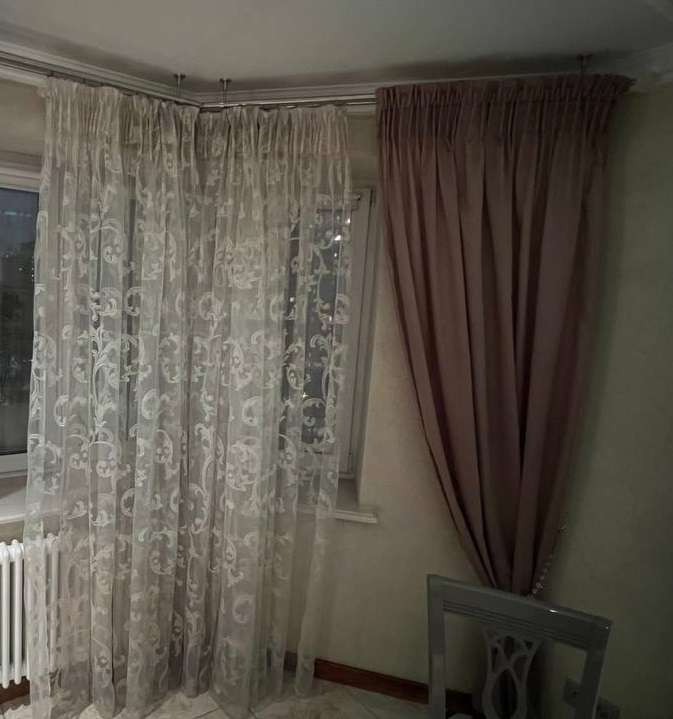 Комплект штор из 2-х полотен на подкладке +тюль