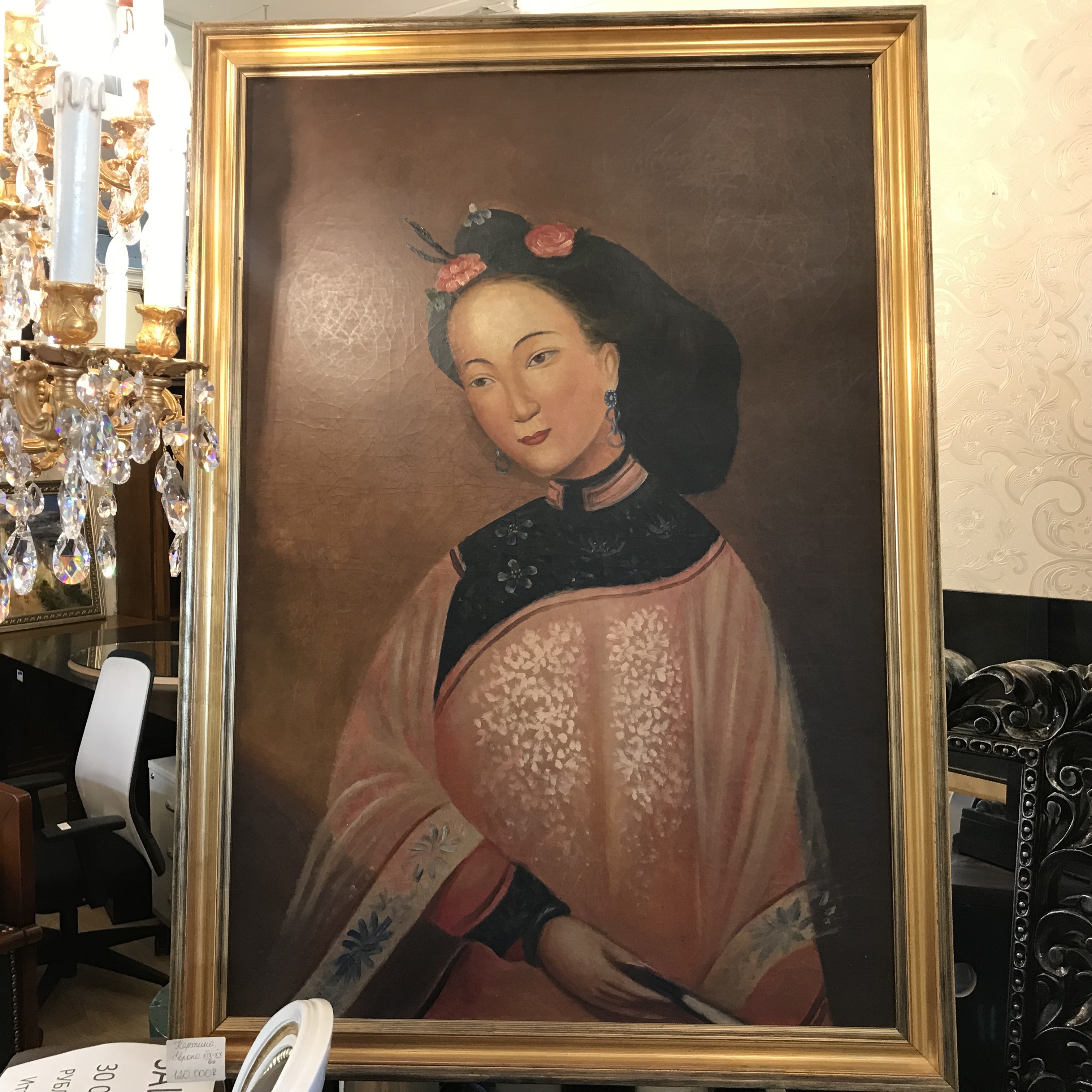 Антикварная картина, 100*70, дерево/масло, XIX век, Европа.