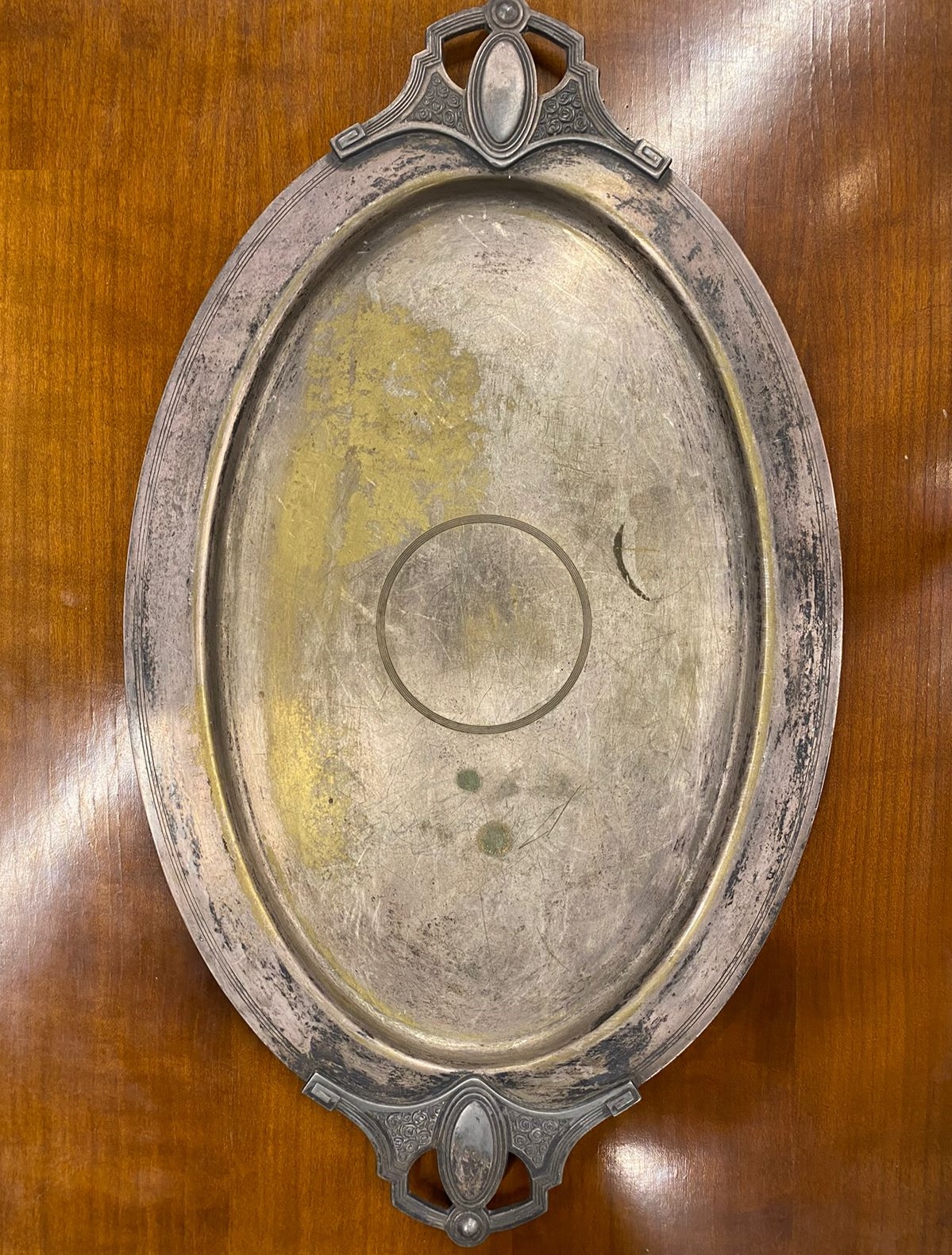 Поднос антикварный, 19 век, B.Henneberg Warszawa, Привислинский край (Царство Польское), Варшава, Российская Империя.